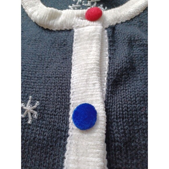 Holiday cardigan womens M Ugly Christmas novelty sweater snowmen winter classic - Picture 13 of 13